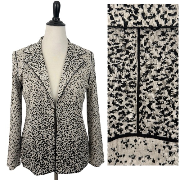 Ming Wang Jackets & Blazers - MING WANG Knit Blazer Jacket Womens Medium Animal Print Cheetah Old Money Chic